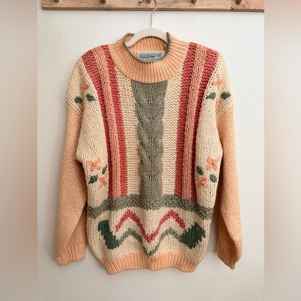 2 for $40 🔸 Bramble Lane Hand Knitted Cottagecore Sweater- Size Medium